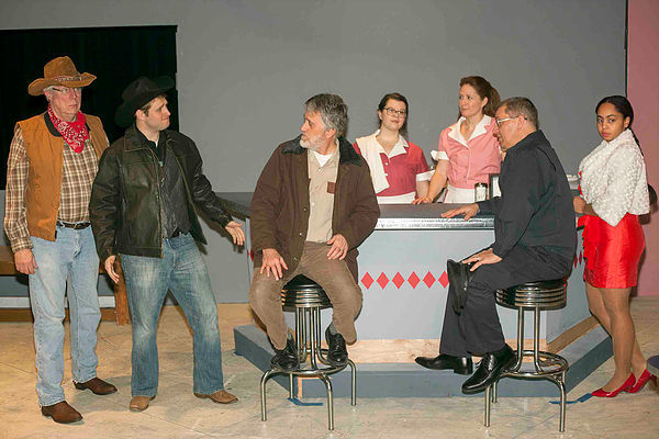 The cast of "Bus Stop' at Clayton Community Theatre, Photo by John Lamb
