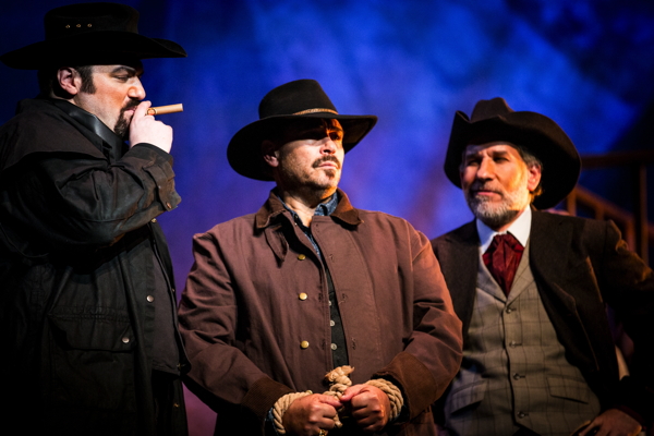 John Robert Green (Jack Rance), Jorge Pita Carreras (Dick Johnson), Mark Freiman (Ashby). Photo by Riq Dilly.