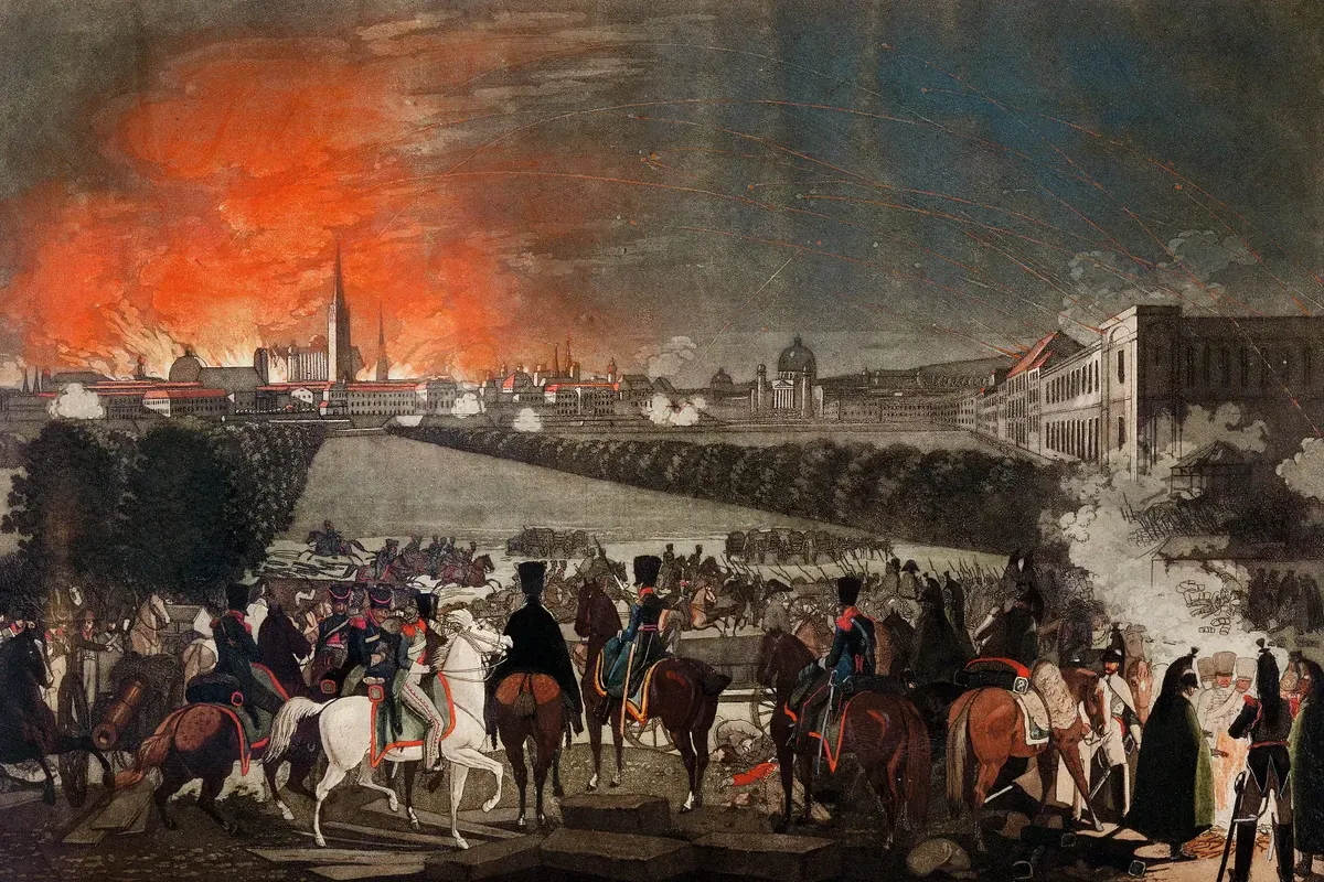 Napoleon's troops bombard Vienna, 1809