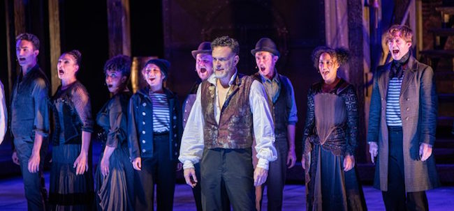 Ben Davis as Sweeney Todd, and the ensemble in The Muny's production of 'Sweeney Todd, the Demon Barber of Fleet Street,' photo by Julie A. Merkle.