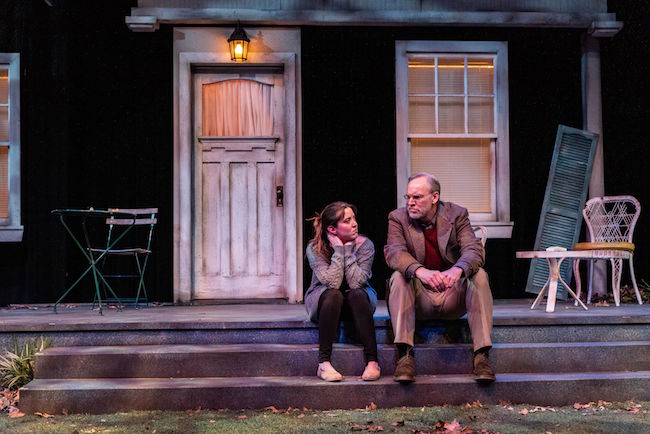 A scene from Moonstone Theatre Company's riveting 'Proof,' a play about family, genius and mental illness, photo by Phillip Hamer.