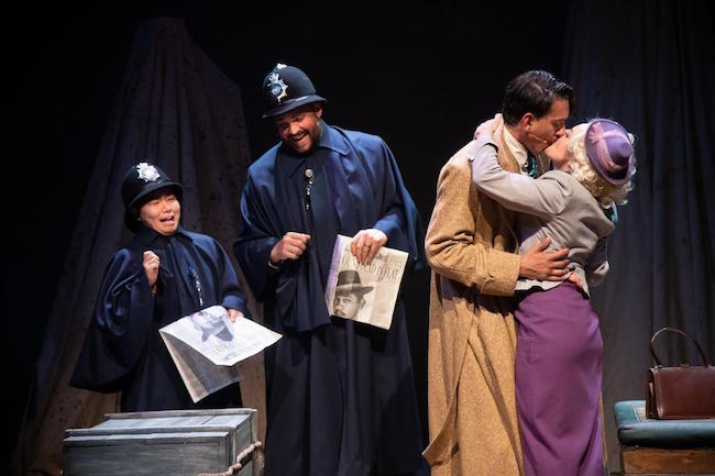 A scene from the hilarious 'The 39 Steps' at the Repertory Theatre St Louis, photo by John Gitchoff.
