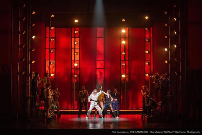 A scene from the world premiere of 'The Karate Kid the musical' at STAGES St Louis, photo by Philip Hamer.