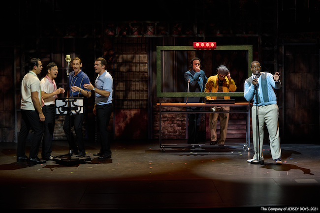 A scene from 'Jersey Boys -- the story of Frankie Valli and the Four Seasons,' at Stages St Louis, photo by ProPhotoSTL.