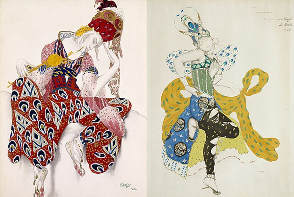 Sketches for Iskender and the Peri's costumes by Léon Bakst, 1922 and 1911