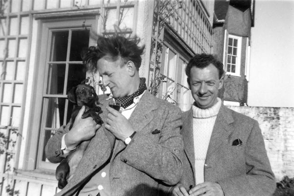 Benjamin Britten and Peter Pears with canine companion