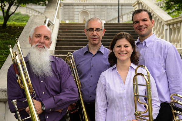 Gerard Pagano (L) and the St. Louis Symphony Trombones.